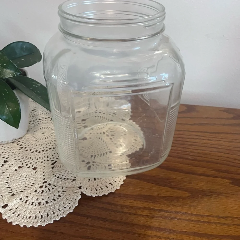 Clear Glass Square Storage Jar - Wide Mouth